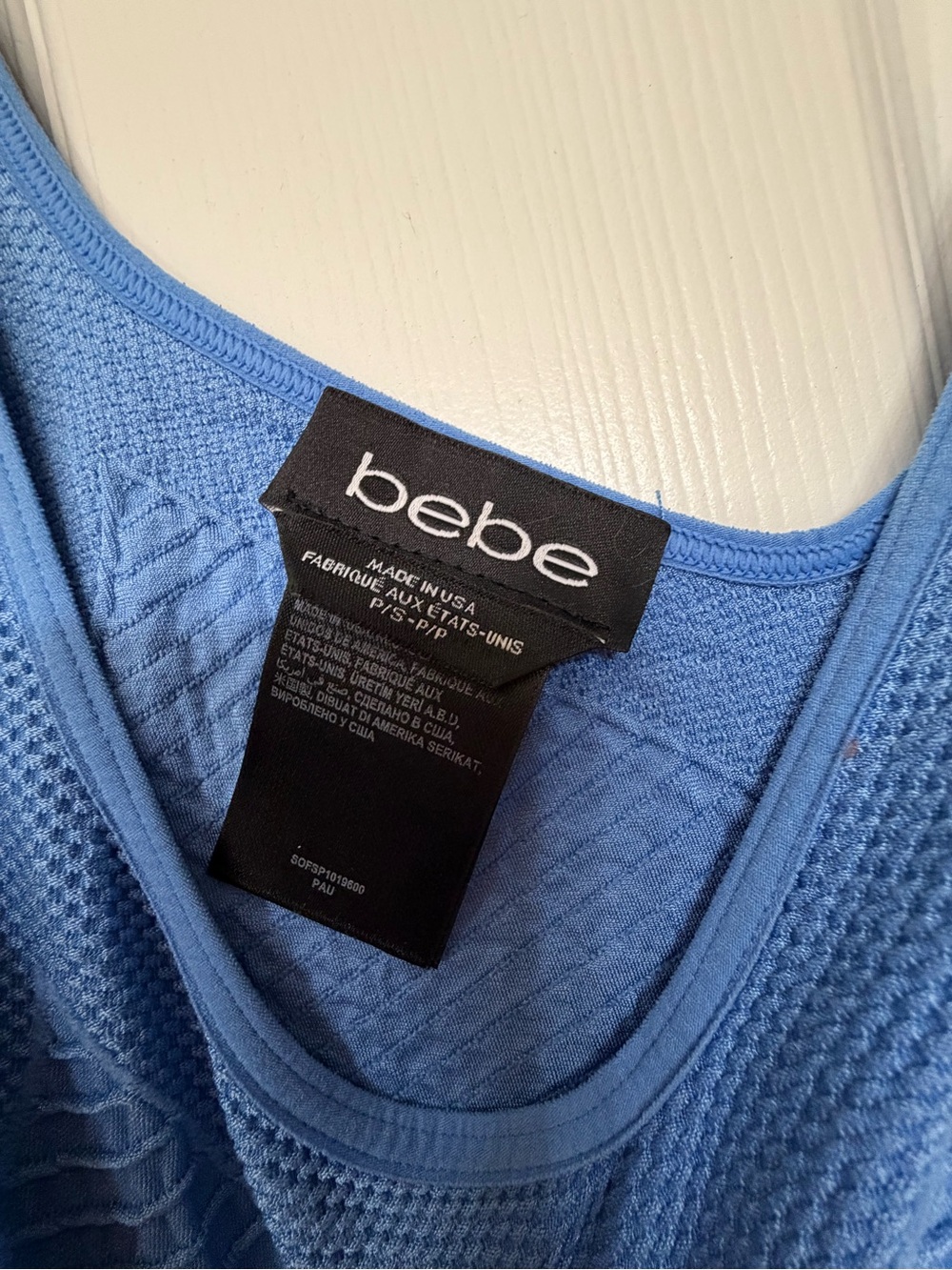bebe Light Blue Textured Knit Sleeveless Dress - Picture 2 of 2